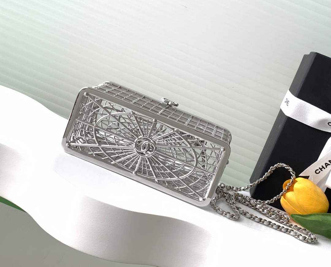 Chanel Bird Cage Minaudiere Case AS5495 Silver