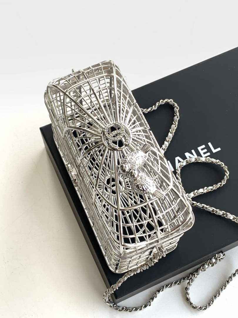 Chanel Bird Cage Minaudiere Case AS5495 Silver