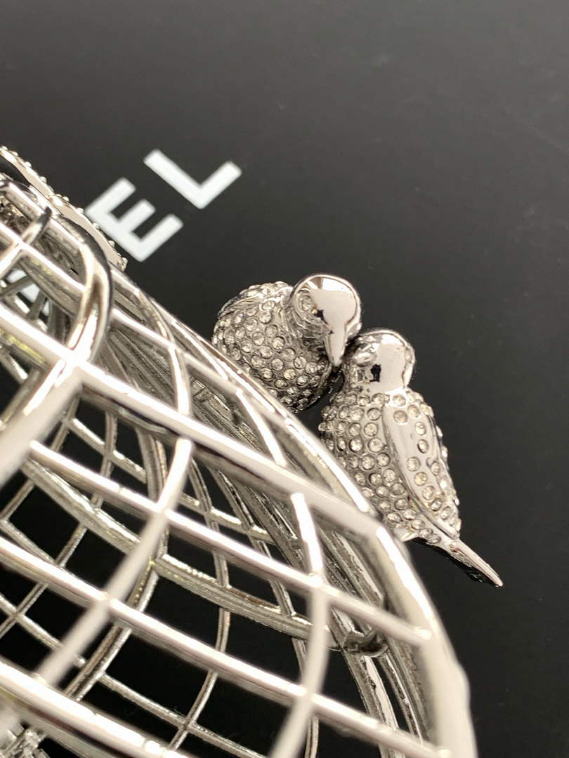 Chanel Bird Cage Minaudiere Case AS5495 Silver