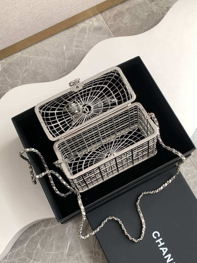 Chanel Bird Cage Minaudiere Case AS5495 Silver