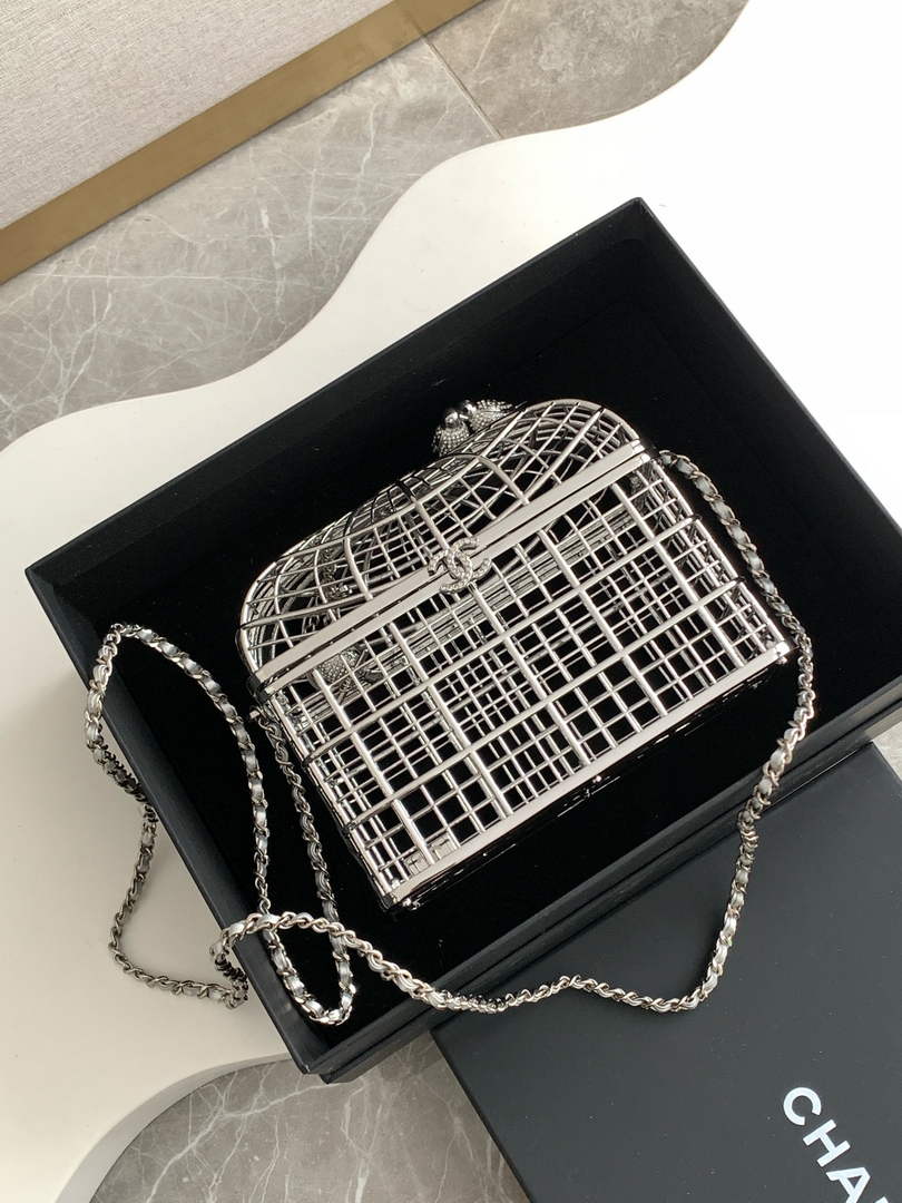 Chanel Bird Cage Minaudiere Case AS5495 Silver