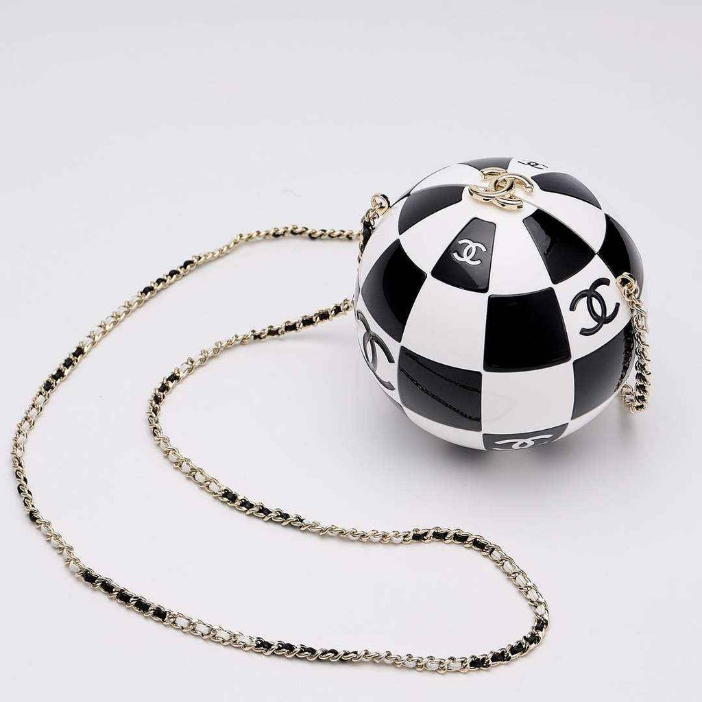 Chanel Black And White Resin Enamel Checker Sphere 23CNL557