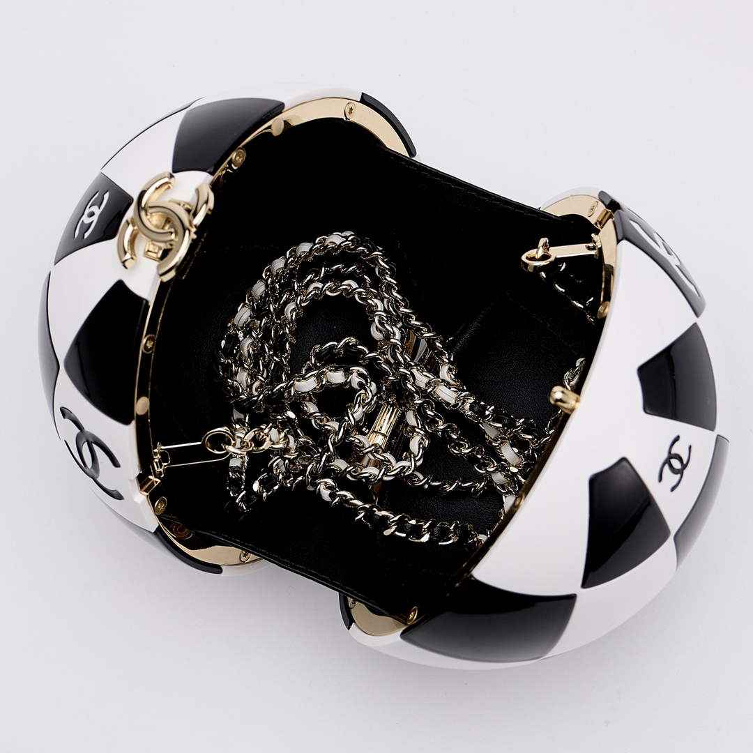 Chanel Black And White Resin Enamel Checker Sphere 23CNL557