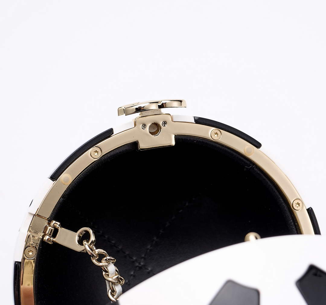 Chanel Black And White Resin Enamel Checker Sphere 23CNL557