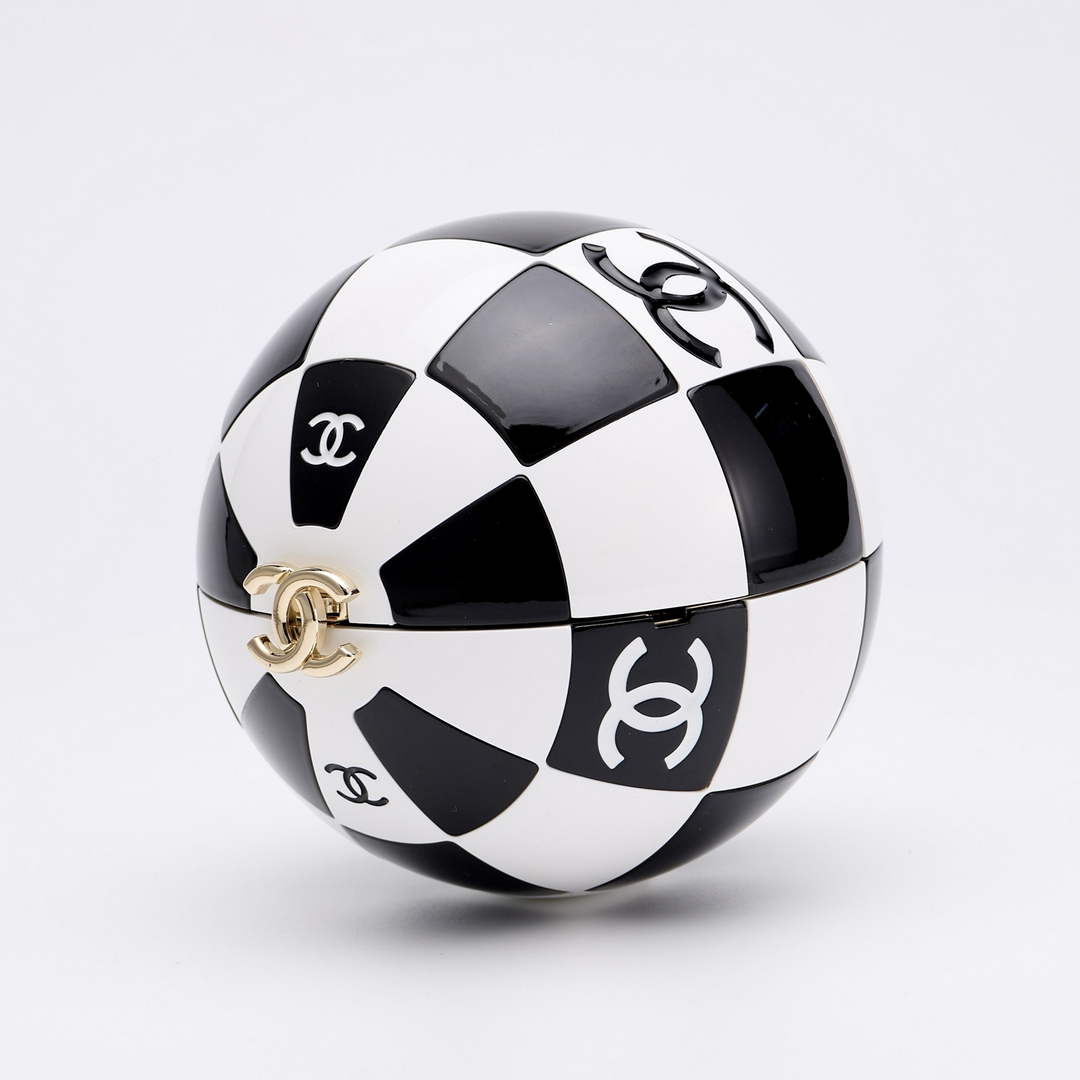 Chanel Black And White Resin Enamel Checker Sphere 23CNL557