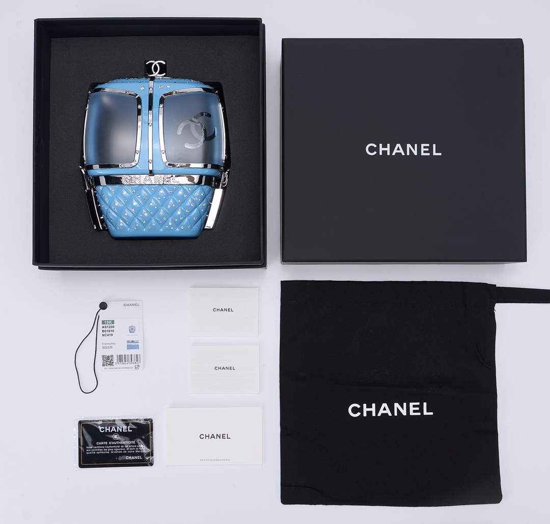 Chanel Blue And Silver Strass, Lucite AS1200 Enamel Evening Bag