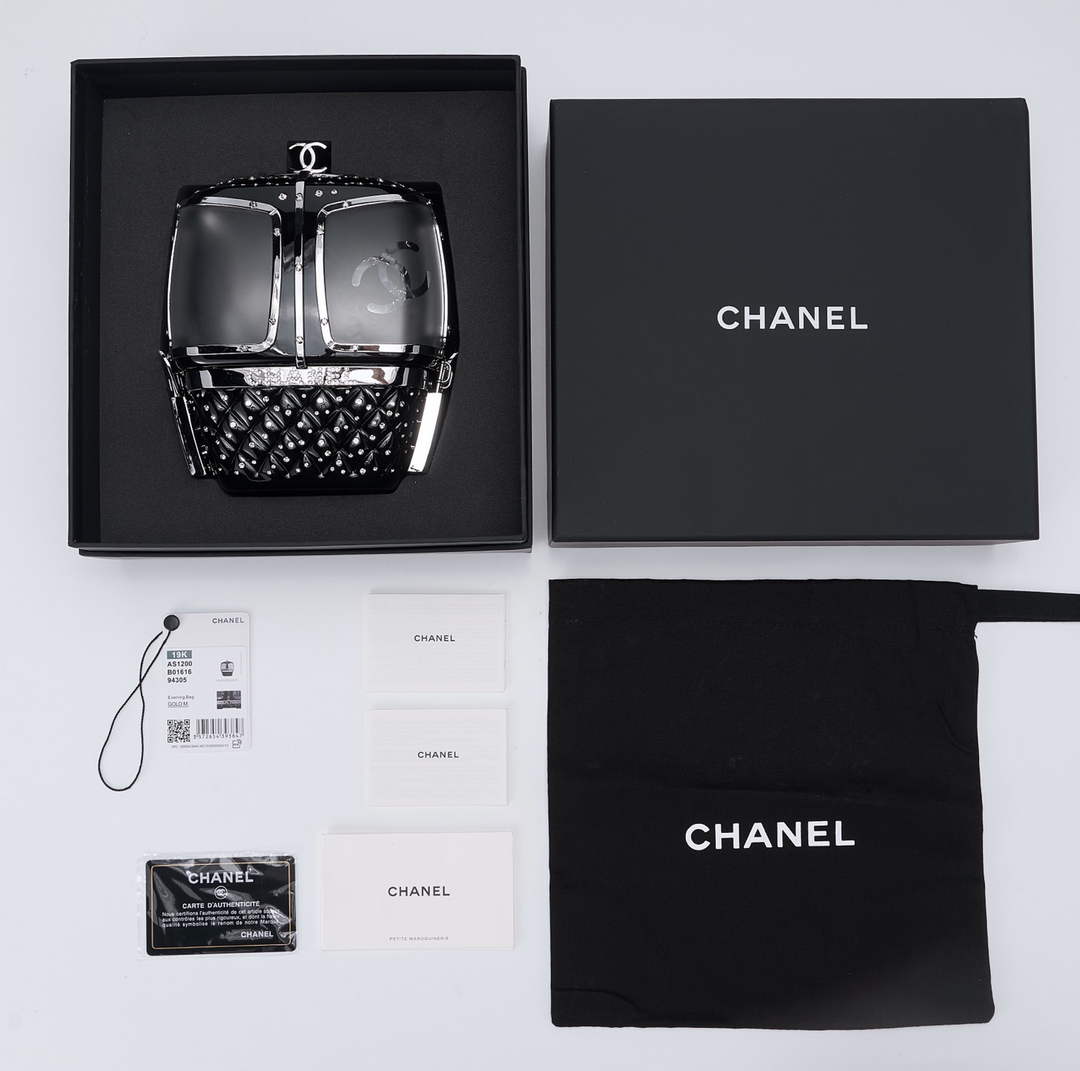 Chanel Black And Silver Strass, Lucite AS1200 Enamel Evening Bag