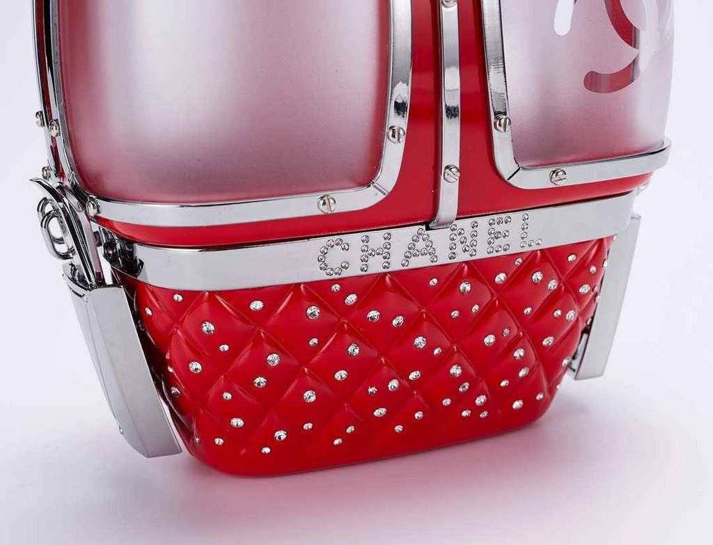Chanel Red And Silver Strass, Lucite AS1200 Enamel Evening Bag