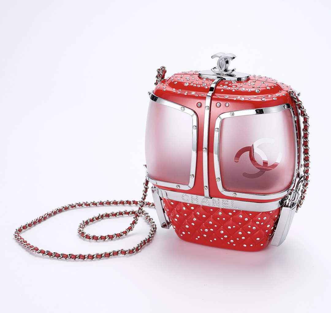 Chanel Red And Silver Strass, Lucite AS1200 Enamel Evening Bag