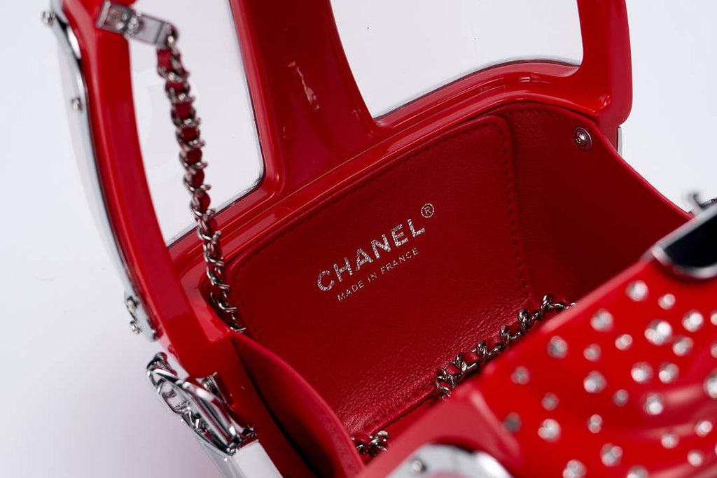 Chanel Red And Silver Strass, Lucite AS1200 Enamel Evening Bag