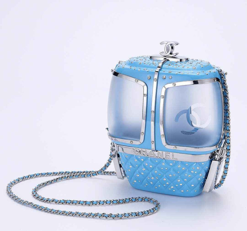 Chanel Blue And Silver Strass, Lucite AS1200 Enamel Evening Bag