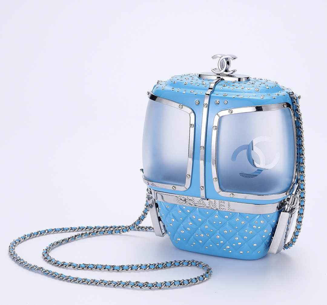 Chanel Blue And Silver Strass, Lucite AS1200 Enamel Evening Bag