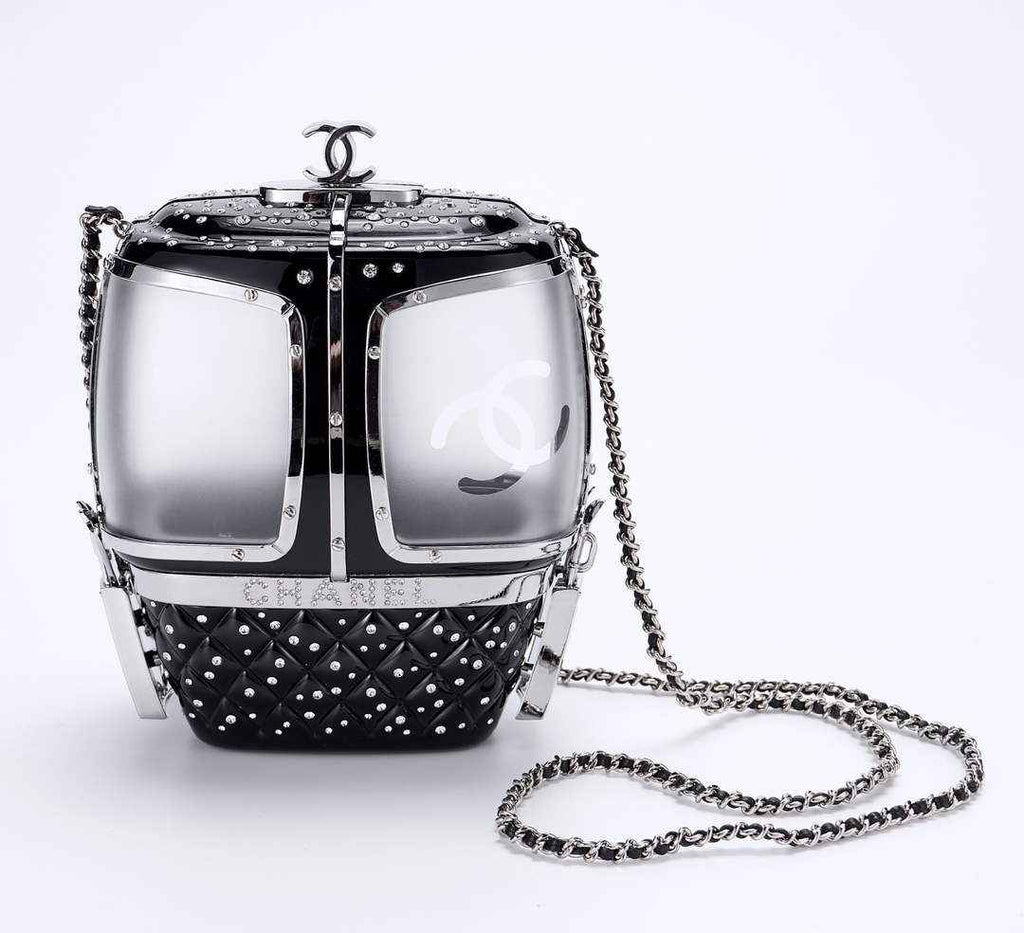 Chanel Black And Silver Strass, Lucite AS1200 Enamel Evening Bag
