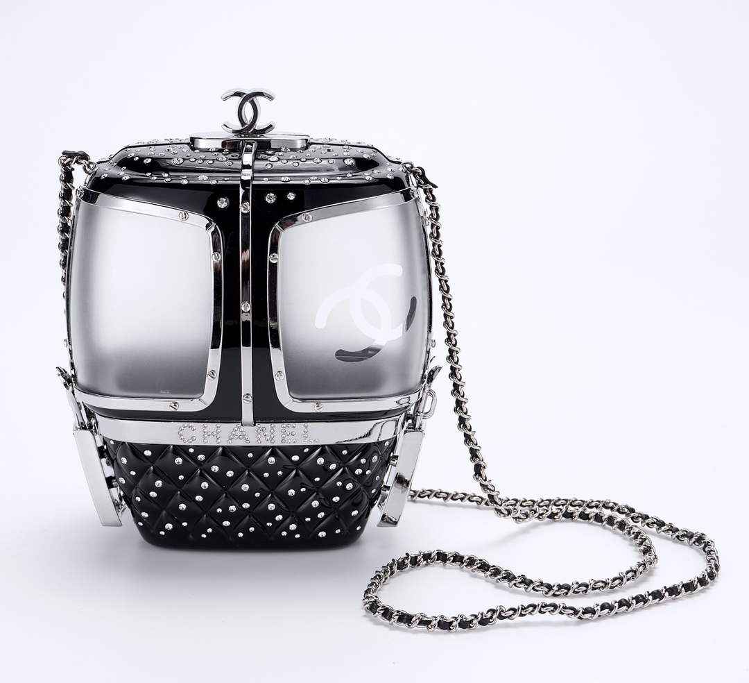 Chanel Black And Silver Strass, Lucite AS1200 Enamel Evening Bag