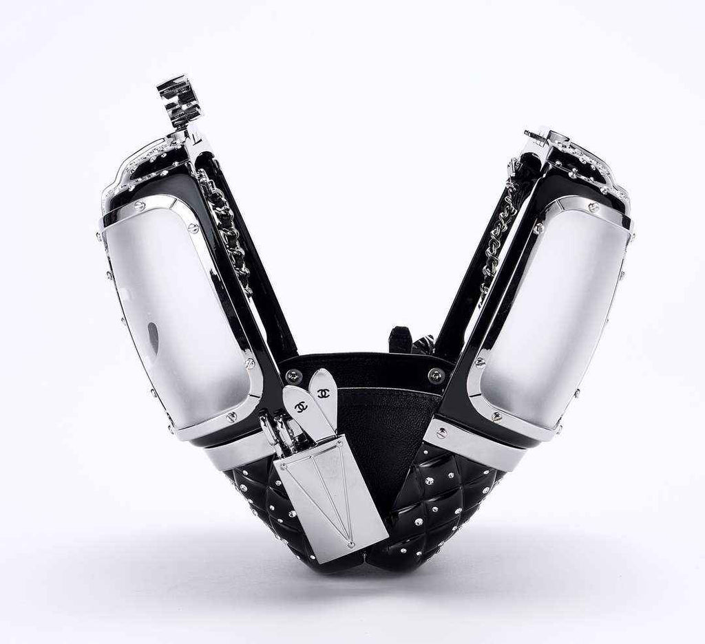 Chanel Black And Silver Strass, Lucite AS1200 Enamel Evening Bag