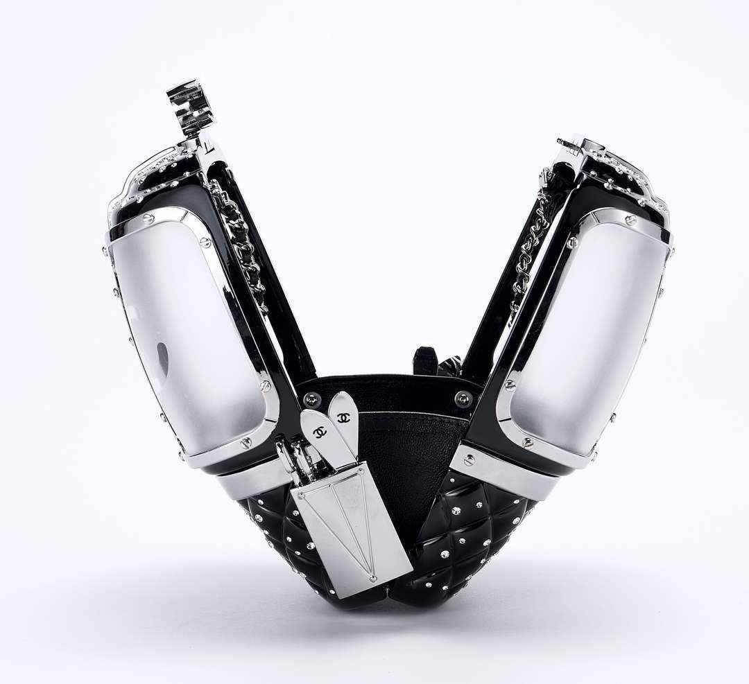 Chanel Black And Silver Strass, Lucite AS1200 Enamel Evening Bag