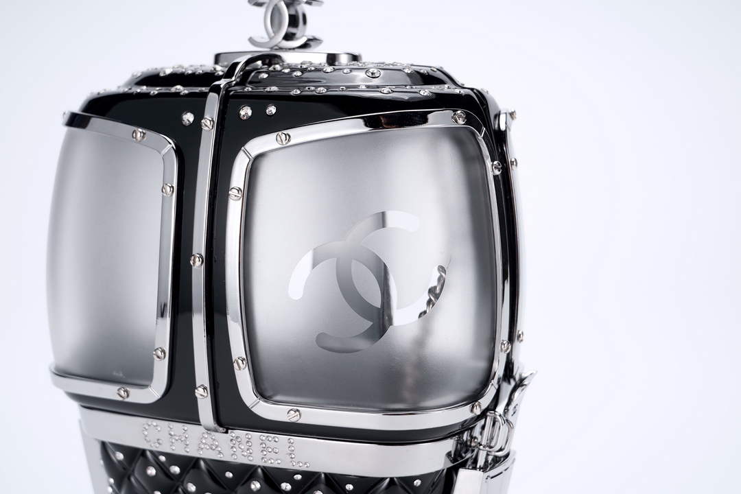 Chanel Black And Silver Strass, Lucite AS1200 Enamel Evening Bag