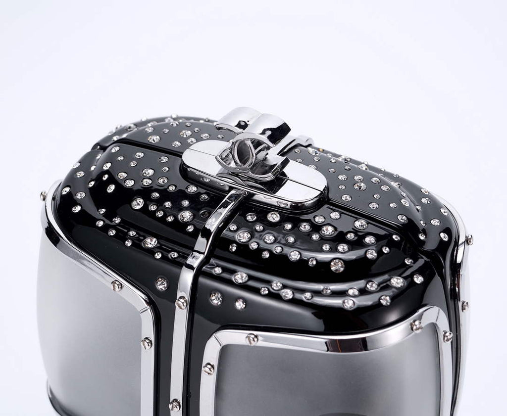Chanel Black And Silver Strass, Lucite AS1200 Enamel Evening Bag