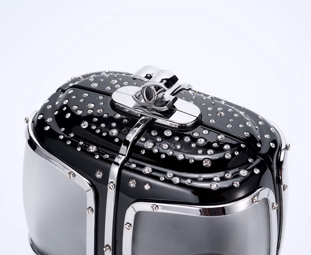 Chanel Black And Silver Strass, Lucite AS1200 Enamel Evening Bag