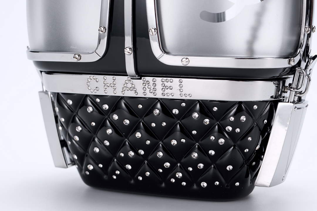 Chanel Black And Silver Strass, Lucite AS1200 Enamel Evening Bag