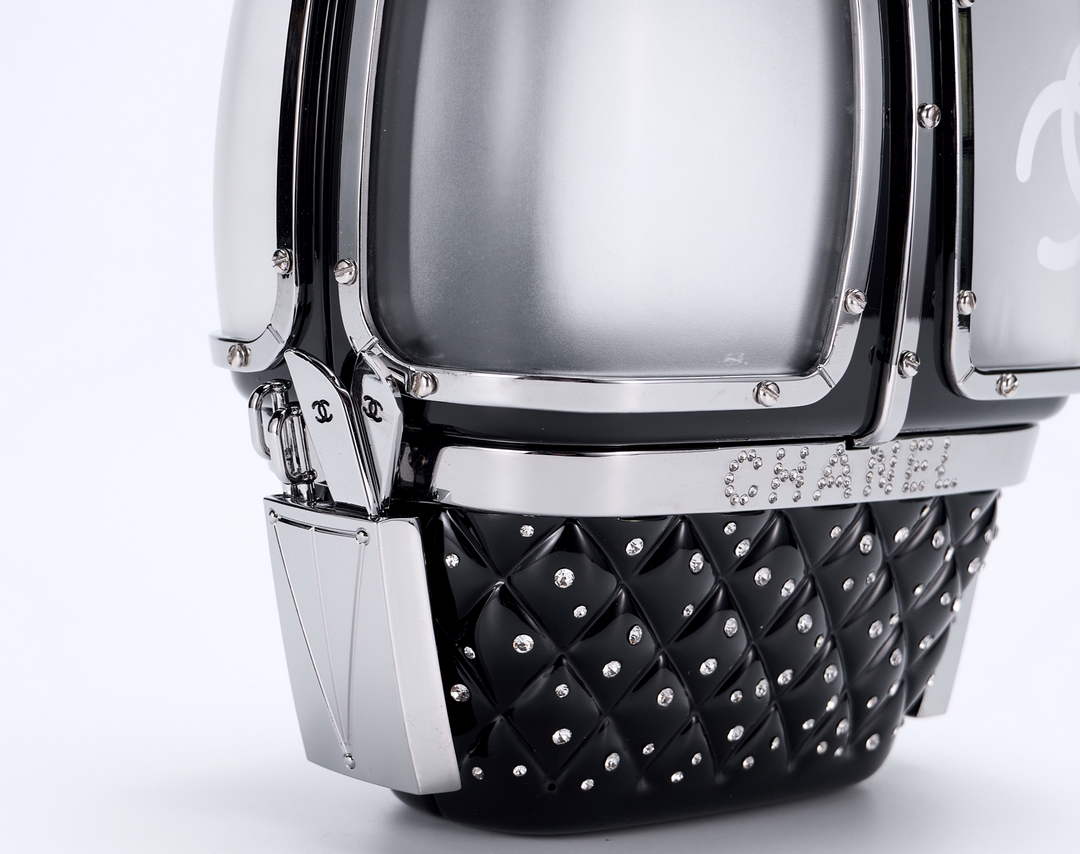 Chanel Black And Silver Strass, Lucite AS1200 Enamel Evening Bag