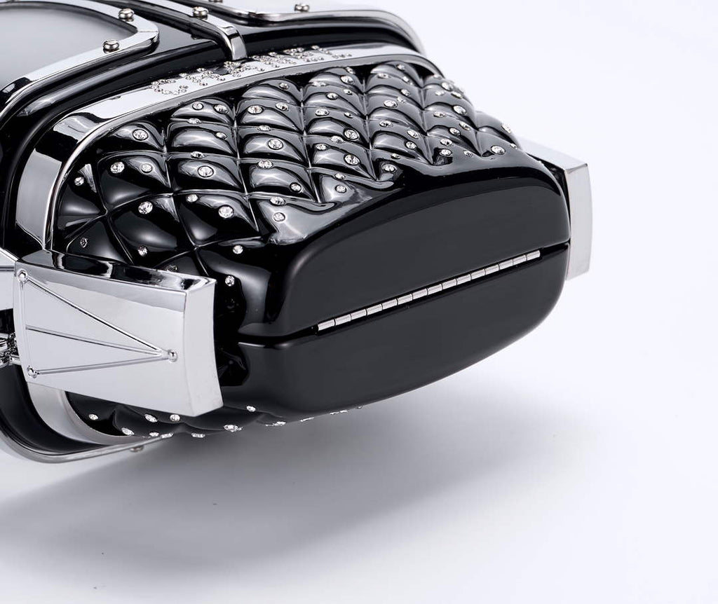 Chanel Black And Silver Strass, Lucite AS1200 Enamel Evening Bag