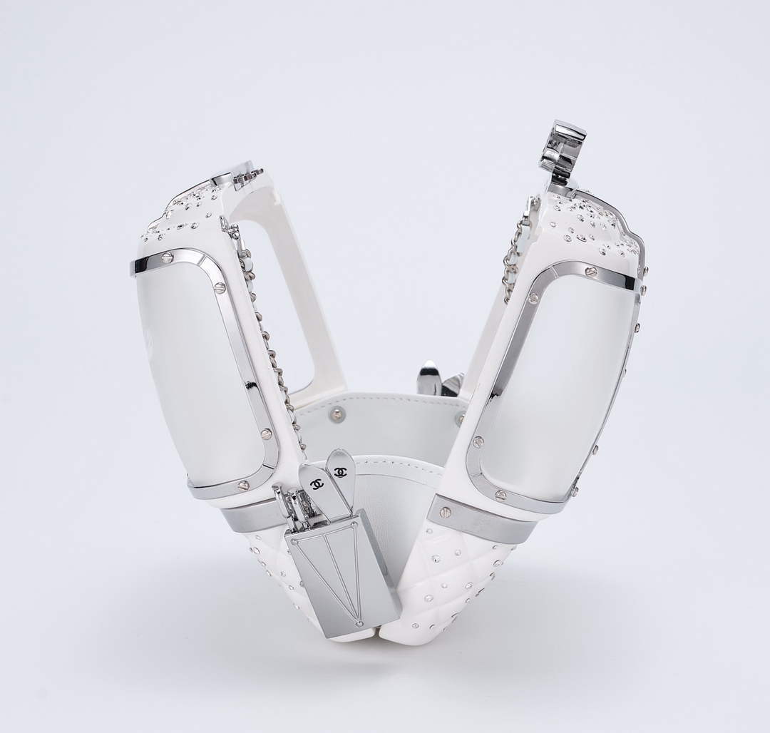 Chanel White And Silver Strass, Lucite AS1200 Enamel Evening Bag