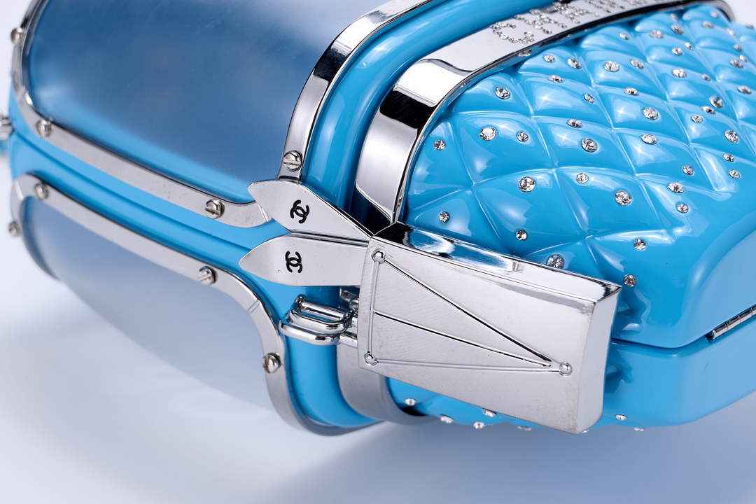 Chanel Blue And Silver Strass, Lucite AS1200 Enamel Evening Bag