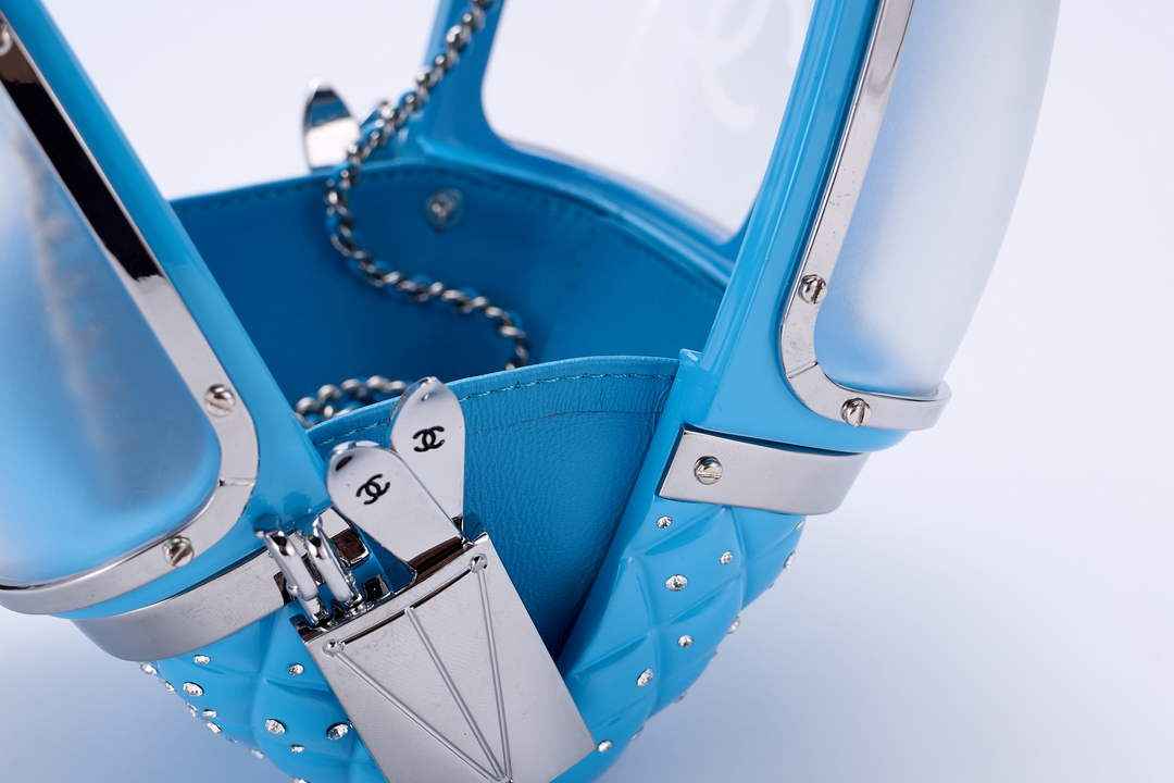 Chanel Blue And Silver Strass, Lucite AS1200 Enamel Evening Bag