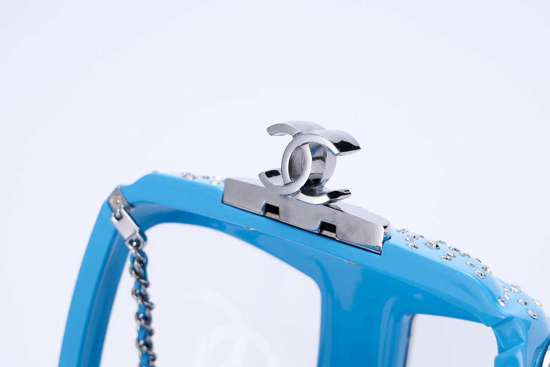Chanel Blue And Silver Strass, Lucite AS1200 Enamel Evening Bag