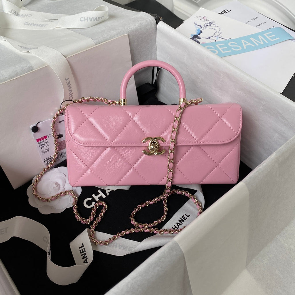 Chanel Box Top Handle Small Bag  AS4471 Lambskin Pink