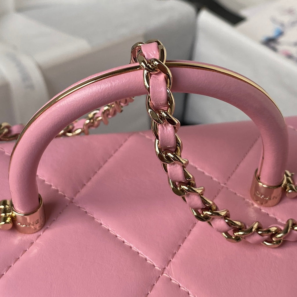Chanel Box Top Handle Small Bag  AS4471 Lambskin Pink