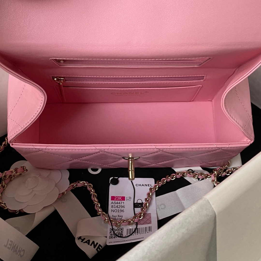 Chanel Box Top Handle Small Bag  AS4471 Lambskin Pink