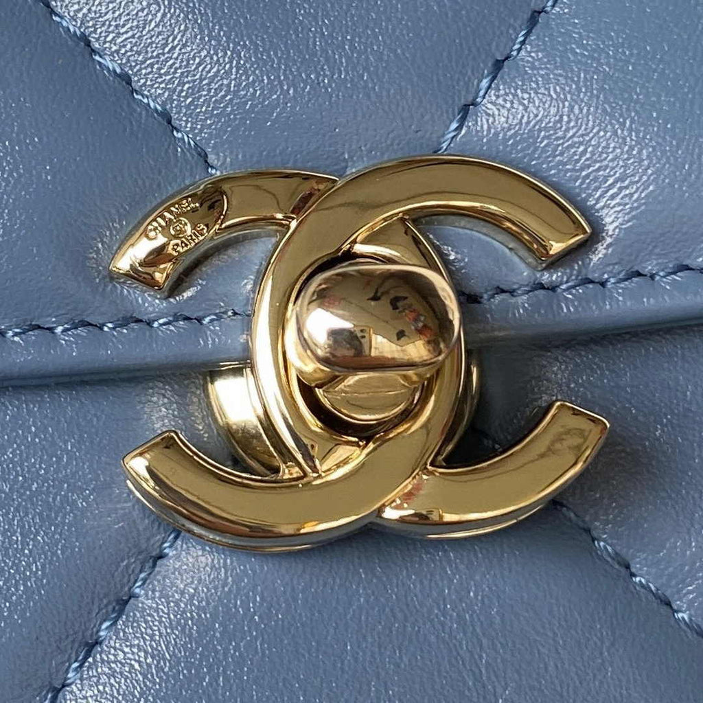 Chanel Box Top Handle Small Bag  AS4471 Lambskin Blue