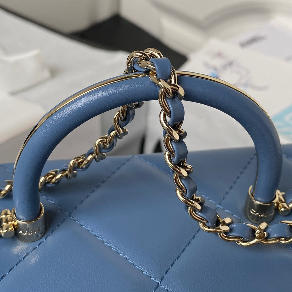 Chanel Box Top Handle Small Bag  AS4471 Lambskin Blue