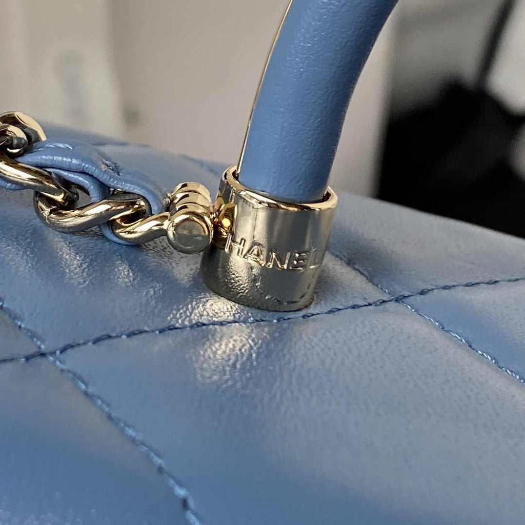 Chanel Box Top Handle Small Bag  AS4471 Lambskin Blue