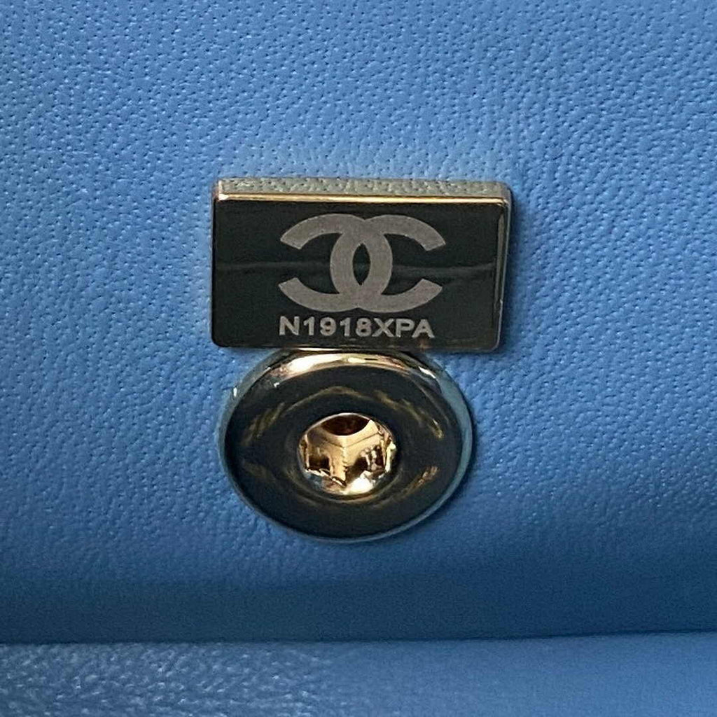 Chanel Box Top Handle Small Bag  AS4471 Lambskin Blue
