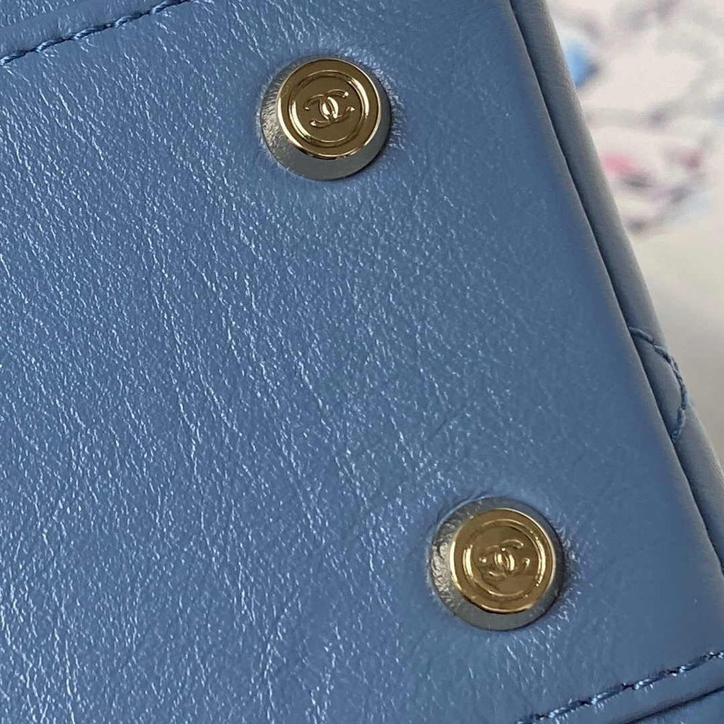 Chanel Box Top Handle Small Bag  AS4471 Lambskin Blue