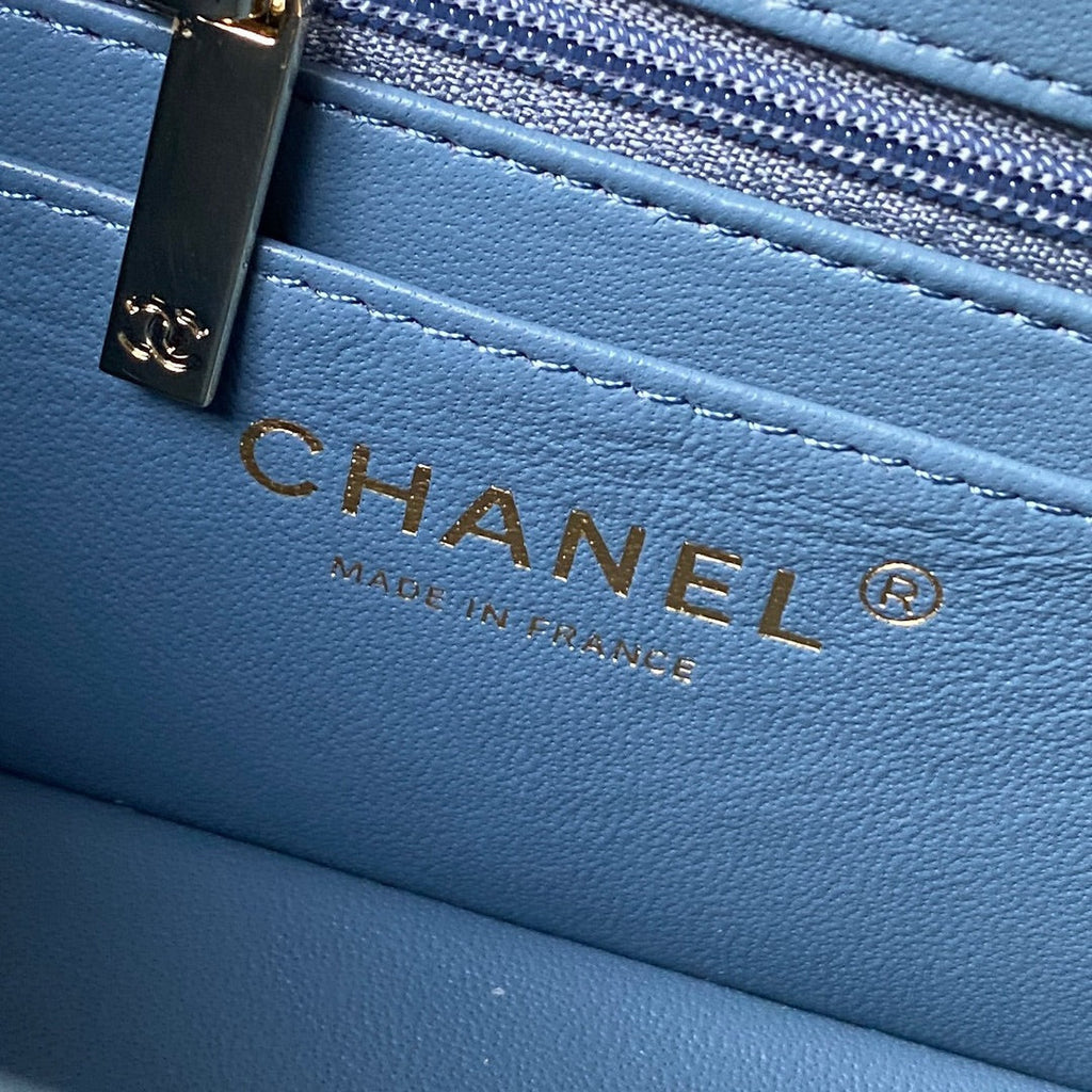 Chanel Box Top Handle Small Bag  AS4471 Lambskin Blue