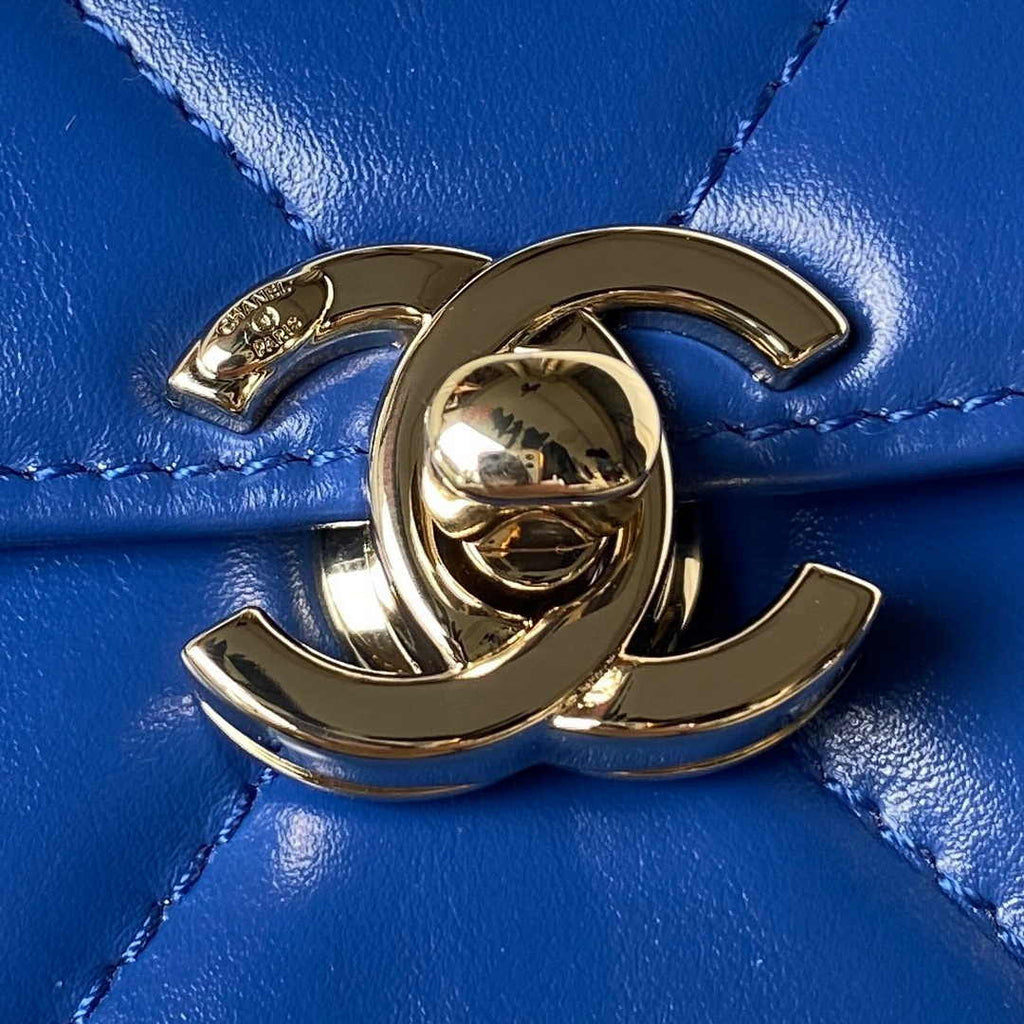 Chanel Box Top Handle Small Bag  AS4471 Lambskin Dark Blue