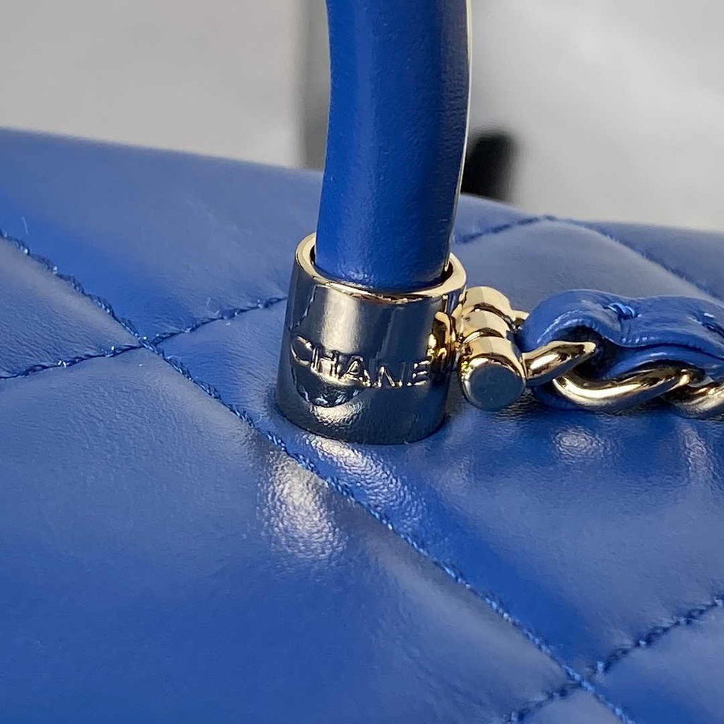 Chanel Box Top Handle Small Bag  AS4471 Lambskin Dark Blue