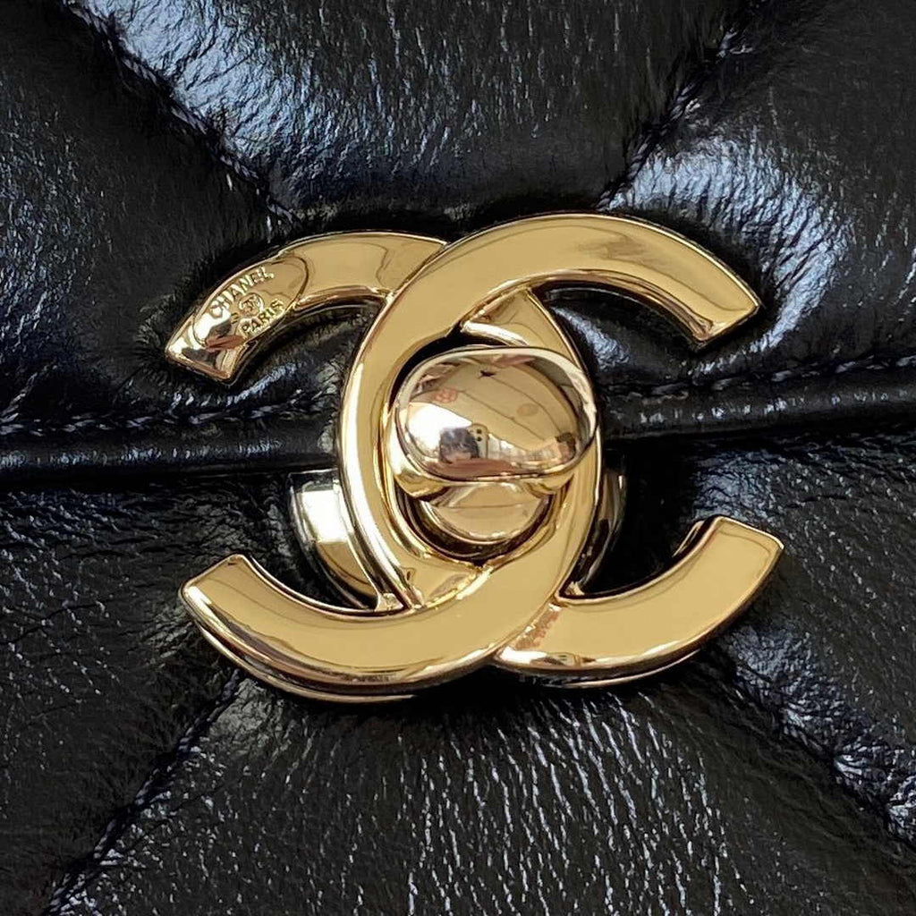 Chanel Box Top Handle Small Bag  AS4471 Lambskin Black