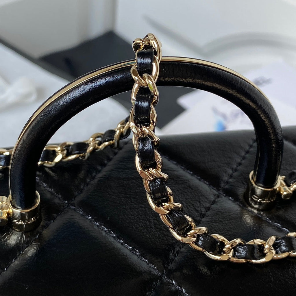 Chanel Box Top Handle Small Bag  AS4471 Lambskin Black