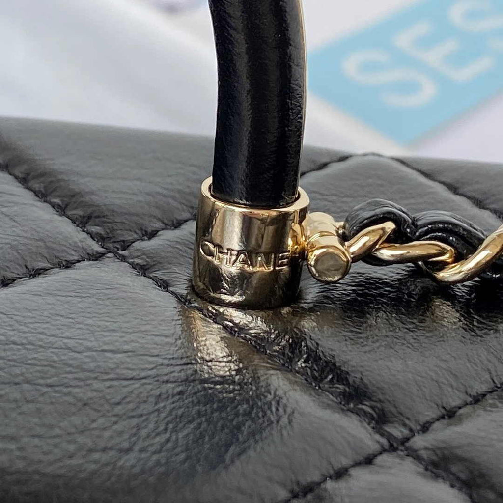 Chanel Box Top Handle Small Bag  AS4471 Lambskin Black