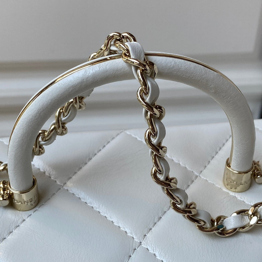 Chanel Box Top Handle Small Bag  AS4471 Lambskin Beige