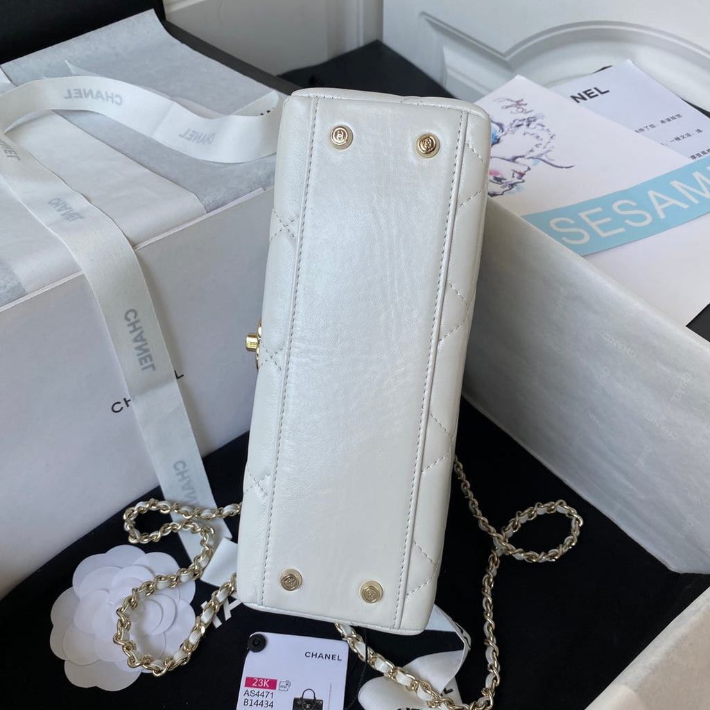 Chanel Box Top Handle Small Bag  AS4471 Lambskin Beige
