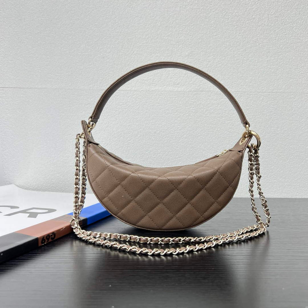 Chanel Brown Calfskin Chain Clutch, AP5094