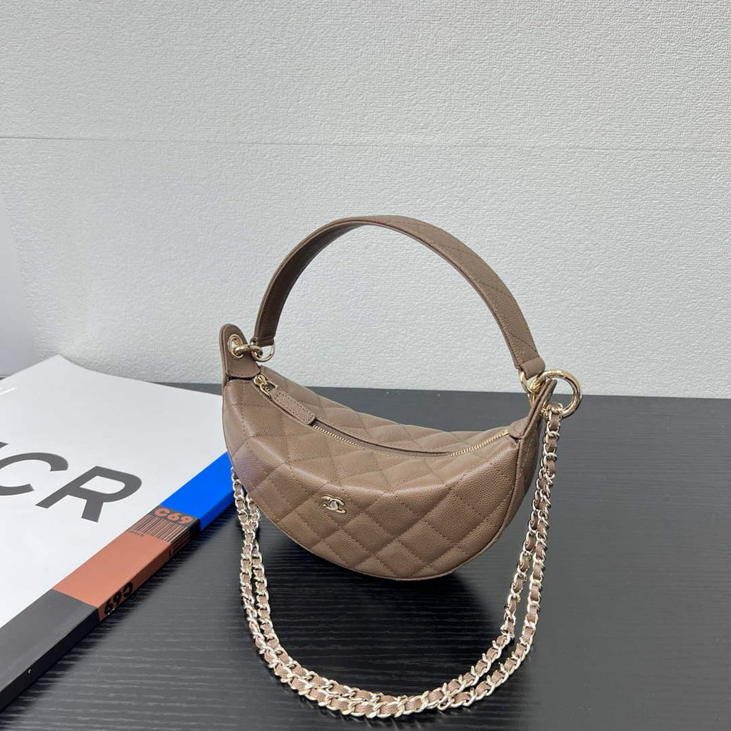 Chanel Brown Calfskin Chain Clutch, AP5094