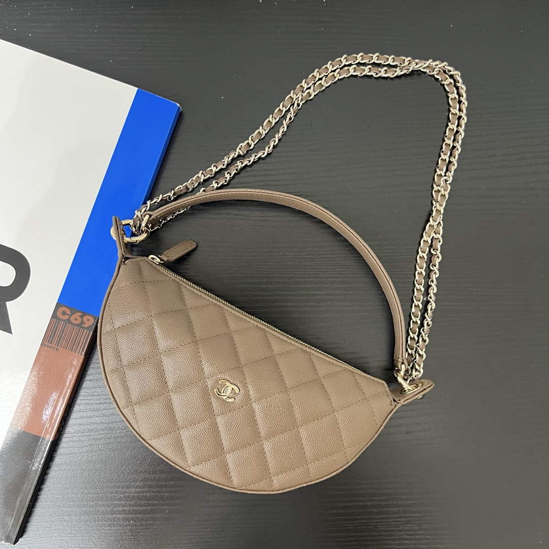 Chanel Brown Calfskin Chain Clutch, AP5094