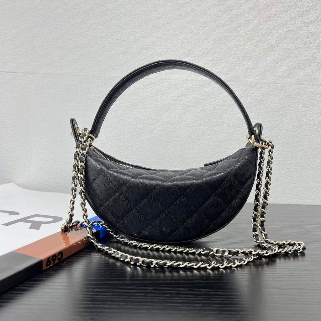 Chanel Black Calfskin Chain Clutch, AP5094